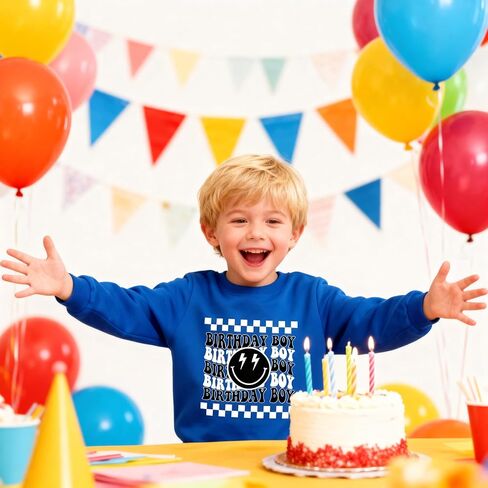 Birthday Boys Sweatshirt 2-7 Years Old Kids Boy Birthday Pullove Party Long Sleeve Tops in Kuwait