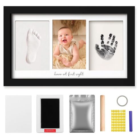 Family Handprint Kit for 5,DIY Craft Family Memories Keepsake Art Baby Newborn Hand and Footprint Wooden Frame for Home Decor Family Gifts Set(5 Sheets with 8 Colors) in Saudi Arabia