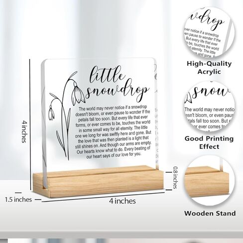 Remembrance Gifts for Loss of Baby Memorial Infant Sympathy Gifts for Loss of Loved One Baby Girl Boy,Acrylic Desk Decor Sign with Wood Stand for Table Tabletop Bedroom 4 X 4 Inch in Kuwait
