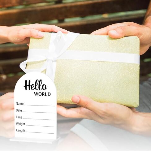 لافتة إعلان الطفل، لافتة أكريليك لحديثي الولادة Hello World، لافتات ترحيب بالمولود، حضانة مستشفى استحمام الطفل للأولاد والبنات حديثي الولادة، 5 × 7 بوصة in Kuwait
