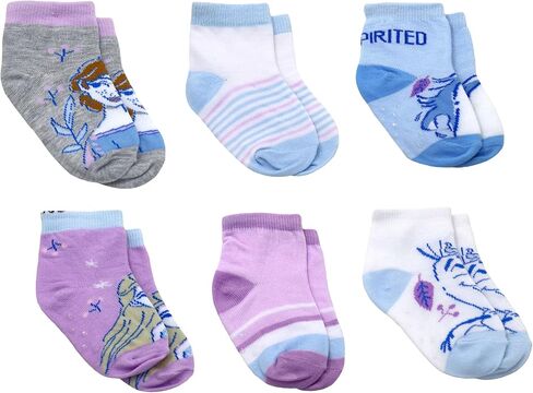 Disney Frozen Socks with Grippers for Kids, 6 Pack Elsa Grip Socks for Toddler Girls, Elsa, Anna, Olaf, Sizes 2T-5T in Kuwait