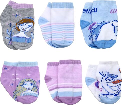 Disney Frozen Socks with Grippers for Kids, 6 Pack Elsa Grip Socks for Toddler Girls, Elsa, Anna, Olaf, Sizes 2T-5T in Kuwait