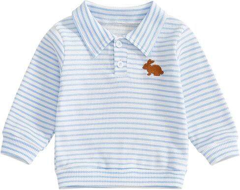 Toddler Baby Girl Boy Easter Outfit Bunny Carrot Embroidery Sweatshirt Tops Long Sleeve Polo Shirts Pullover Clothes in Kuwait