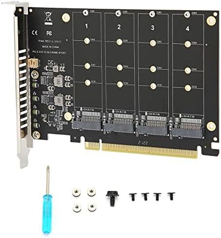 بطاقة محول 4 منفذ M.2 NVME SSD إلى PCIE X16 M KEY 4 × 32GBPS محول محول القرص الصلب دعم بطاقة توسيع القارئ M.2 NVME Protocol SSDM.2 PCIE Equipment (PH44) in Kuwait