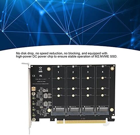 بطاقة محول 4 منفذ M.2 NVME SSD إلى PCIE X16 M KEY 4 × 32GBPS محول محول القرص الصلب دعم بطاقة توسيع القارئ M.2 NVME Protocol SSDM.2 PCIE Equipment (PH44) in Kuwait
