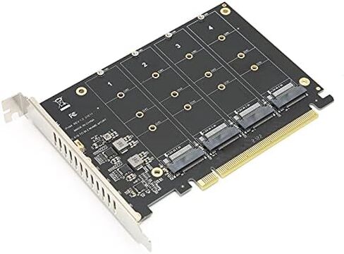 بطاقة محول 4 منفذ M.2 NVME SSD إلى PCIE X16 M KEY 4 × 32GBPS محول محول القرص الصلب دعم بطاقة توسيع القارئ M.2 NVME Protocol SSDM.2 PCIE Equipment (PH44) in Kuwait