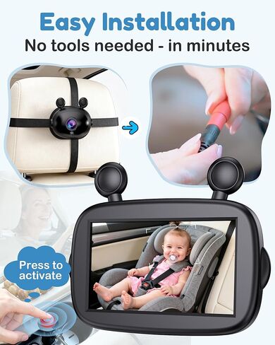 HD 1080P Baby Car Camera: Easy to Install 150° Wide Angle Car Seat Camera - Ultra-Clear Night Vision Full Backseat View - Safe Driving for Infants Kids Toddlers in Kuwait