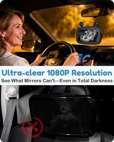 HD 1080P Baby Car Camera: Easy to Install 150° Wide Angle Car Seat Camera - Ultra-Clear Night Vision Full Backseat View - Safe Driving for Infants Kids Toddlers in Kuwait
