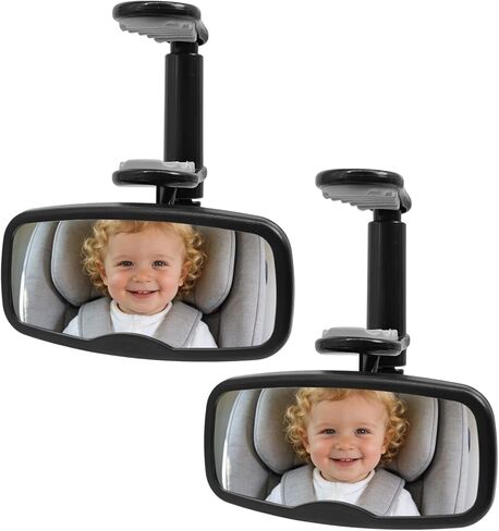 Clip Baby Car Mirror – Rear Facing Car Mirror for Baby, Over-the-Mirror Design, Shatterproof Glass, 360° Swivel, Universal Fit for Rearview Mirror – Toddler Car Safety Essential, Baby Car Accessories in Kuwait
