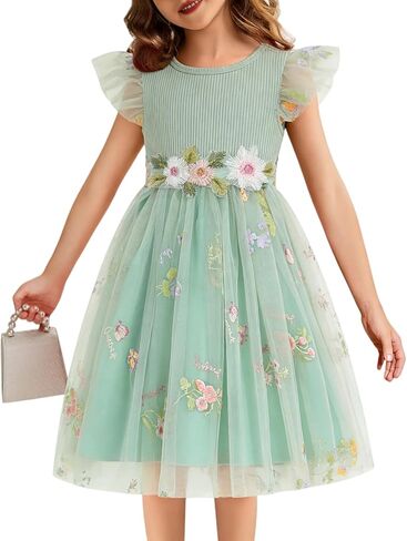 Toddler Girl Tulle Dress Summer Ruffle Sleeveless Twirl Toddler Dresses for Wedding Birthday Party Easter Casual in Kuwait