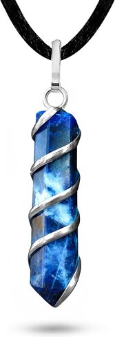 Angelite Crystal Healing Necklace - Activates Throat Chakra | Master Healer Stone Brings Peace, Mindfulness And Compassion. Encourages Forgiveness. Promotes Communication, Inner Guidance And Self-Expression. Dispels Fear, Anger And Anxiety | Pendant With  in Kuwait