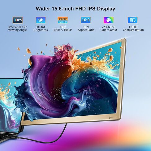 12.1'' Portable Monitor Touchscreen, FHD IPS Touch Screen, Portable Plug&Play, Travel Monitor with Kickstand & Speaker, HDMI USB C External for Laptop Phone Computer Switch PS5 in Saudi Arabia