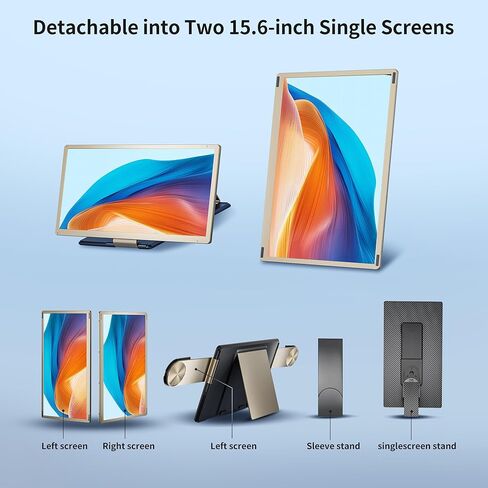12.1'' Portable Monitor Touchscreen, FHD IPS Touch Screen, Portable Plug&Play, Travel Monitor with Kickstand & Speaker, HDMI USB C External for Laptop Phone Computer Switch PS5 in Saudi Arabia