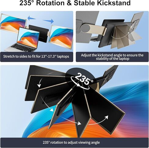 12.1'' Portable Monitor Touchscreen, FHD IPS Touch Screen, Portable Plug&Play, Travel Monitor with Kickstand & Speaker, HDMI USB C External for Laptop Phone Computer Switch PS5 in Saudi Arabia