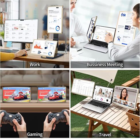12.1'' Portable Monitor Touchscreen, FHD IPS Touch Screen, Portable Plug&Play, Travel Monitor with Kickstand & Speaker, HDMI USB C External for Laptop Phone Computer Switch PS5 in Saudi Arabia