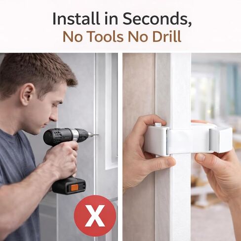 Hug Lock Childproof Door Lock Snap On No Drill Safety Locks for Baby Toddler Proof Door Latch Fits Front Door Lever Handle and Round Door Knob Bedroom Nursery in Kuwait