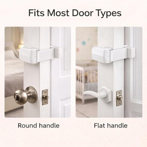 Hug Lock Childproof Door Lock Snap On No Drill Safety Locks for Baby Toddler Proof Door Latch Fits Front Door Lever Handle and Round Door Knob Bedroom Nursery in Kuwait