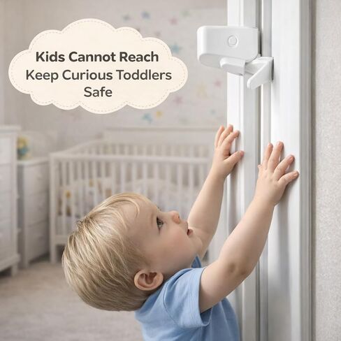 Hug Lock Childproof Door Lock Snap On No Drill Safety Locks for Baby Toddler Proof Door Latch Fits Front Door Lever Handle and Round Door Knob Bedroom Nursery in Kuwait