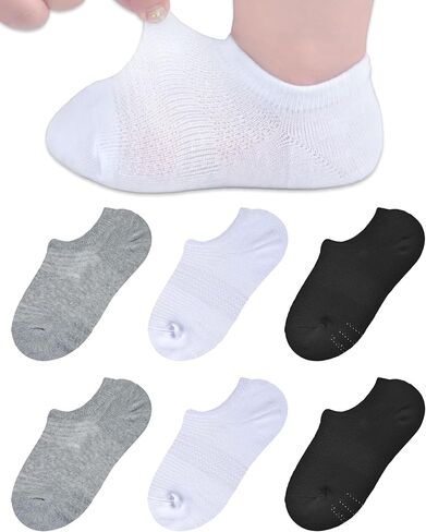 LO SHOKIM Baby No Show Socks Toddler Non Slip Grip Socks 1-4T Little Girls Boys Cute Low Cut Cotton Ankle Sock 6 Pairs in Kuwait