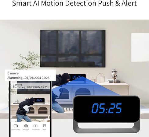 كاميرا مراقبة لاسلكية صغيرة HiSpyCam مع شاشة عرض على مدار الساعة - دقة Full HD 1080P - كاميرا WiFi Nanny للاستخدام المنزلي - رؤية ليلية قوية - تخزين سحابي/محلي in Kuwait