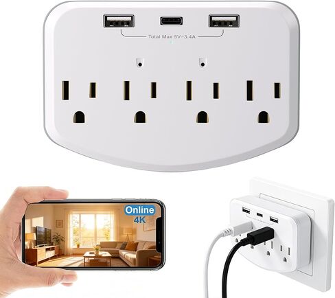 HD 1080P Spy Camera Hidden Camera WiFi, Wireless Wall Outlet Cam with Motion Detection, Free SD Card, Loop Recording,No Audio Indoor Nanny Cameras for Home Security/Office/Baby & Pet in Kuwait