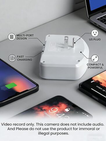 HD 1080P Spy Camera Hidden Camera WiFi, Wireless Wall Outlet Cam with Motion Detection, Free SD Card, Loop Recording,No Audio Indoor Nanny Cameras for Home Security/Office/Baby & Pet in Kuwait