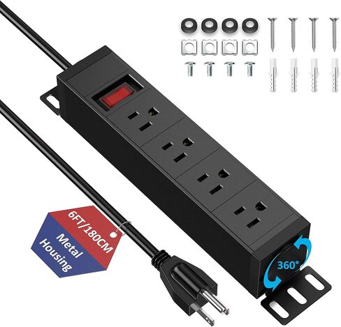 شريط طاقة PDU مقاس 10 بوصات، شريط طاقة واقي من زيادة التيار على حامل 1U مع مفتاح تحميل زائد 15 أمبير، تركيب قابل للدوران 360 درجة، لخزائن شبكة الخادم الصغيرة مقاس 10 بوصات/رف/ذاتي، كابل بطول 6 أقدام in Kuwait
