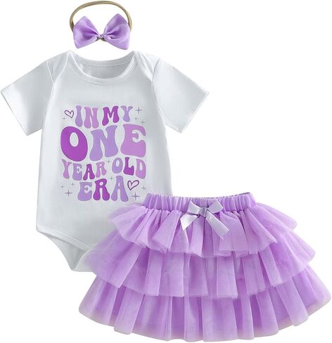 WZTYYDS First Birthday Outfit Girl In My One Year Old Era Romper Tutu Skirt Set My 1st Birthday Baby Girl Cake Smash Clothes in Saudi Arabia