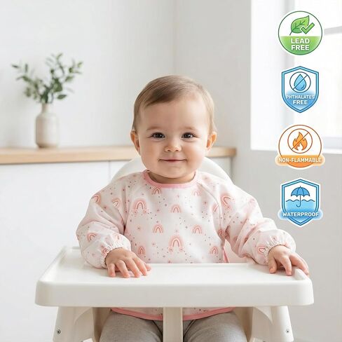 مريلة أطفال بأكمام طويلة من HAMUR HOME - مقاومة للماء ومقاومة للفوضى لفطام الطفل - خفيفة الوزن ويمكن غسلها في الغسالة in Kuwait