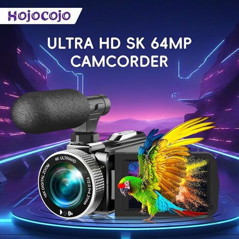 4K Video Camera Camcorder Mini Mic 48MP 60FPS UHD Vlogging Cameras for YouTube 18X Digital Zoom 3.0''IPS Screen Camera with 32GB Card, Wireless Lavalier Microphone, Remote, 2 Batteries in Kuwait
