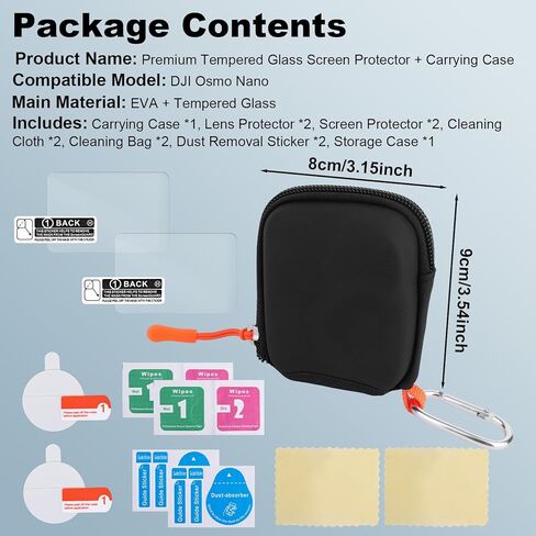 Carrying Case & 2 Set Screen Protection for DJI Osmo Nano, Portable Compact Travel Storage Bag & Tempered Glass Screen Protectors for DJI Osmo Nano Camera in Kuwait