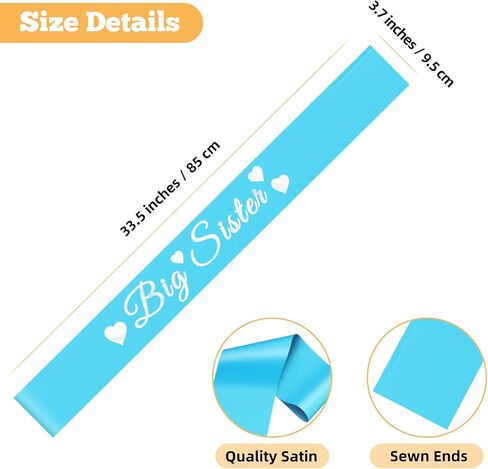 Big Sister Baby Shower Blue Decorations Gifts for Girls Promoted to Be New Big Sister Announcement Gender Reveals Sash Gifts for Daughters Teen for Welcome New Baby Party Supplies for Women in Kuwait