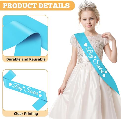 Big Sister Baby Shower Blue Decorations Gifts for Girls Promoted to Be New Big Sister Announcement Gender Reveals Sash Gifts for Daughters Teen for Welcome New Baby Party Supplies for Women in Kuwait