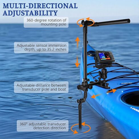 Livescope Transducer Pole Mount for Kayak/Boat,Drill-Down Base with 1.5'' Ball, with T Bolts for Kayak Track,Portable in Saudi Arabia