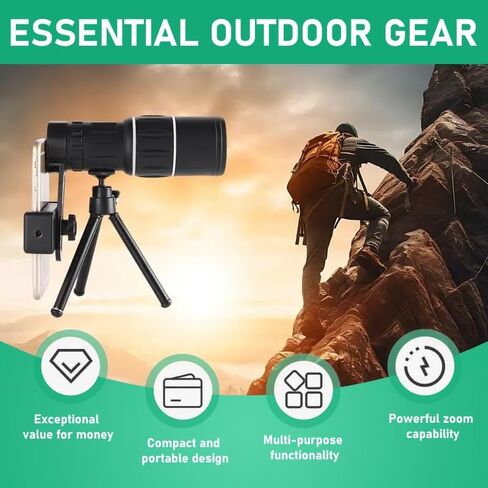 16×52 Monocular Telescope Compact High Powered Scope with Hand Strap for Outdoor Sightseeing Bird Watching Hiking Travel Concerts in Kuwait