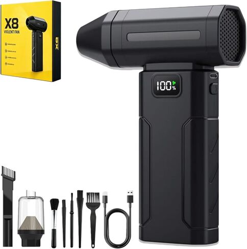 BOZUAN Ultra-Powerful 150,000 RPM Portable Turbo Fan, Cordless Air Duster for Computer & Keyboard, Rechargeable Mini Blower Duster with Adjustable Speeds for House, Car and Outdoor Cleaning (Black) in Kuwait