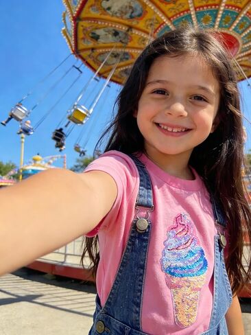 Fashion Toddler Girls Tshirt Sequined Ice Cream Heart Kids Short Sleeve Shirt Casual Summer Tops Tees 2-7t in Saudi Arabia