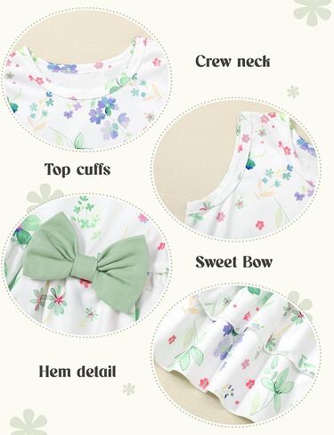 YALLET Toddler Girl Clothes, 2Pcs Baby Girl Summer Outfit Sleeveless Bow Knot Tank Shirts Tops + Shorts Clothing 1-5T in Saudi Arabia