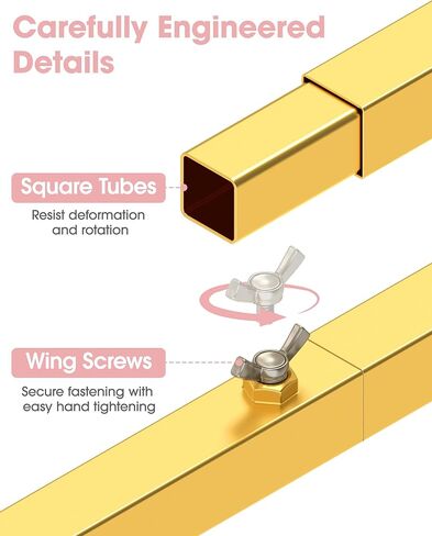 Pureegg Square Backdrop Stand - 6.6FT Gold Balloon Arch Stand with Adjustable Leveling Feet, Easy-to-Assemble Metal Wedding Arch for Wedding Decor, Parties in Kuwait