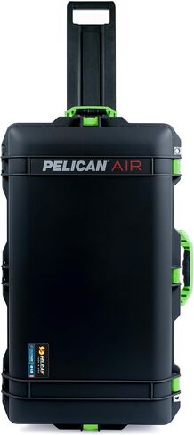 حافظة Air Black Pelican 1615 مع مقابض ومزالج باللون الأخضر الليموني. تأتي فارغة ومع عجلات. in Kuwait