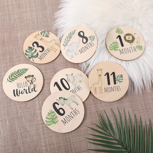 7 قطع من بطاقات المعالم الشهرية للأطفال My First Holiday Milestone Baby إعلان علامة الاحتفال لوحة Hello World Sign صور بطاقات مثالية كهدية لحديثي الولادة تذكار لمستلزمات هدايا استحمام الأطفال in Kuwait