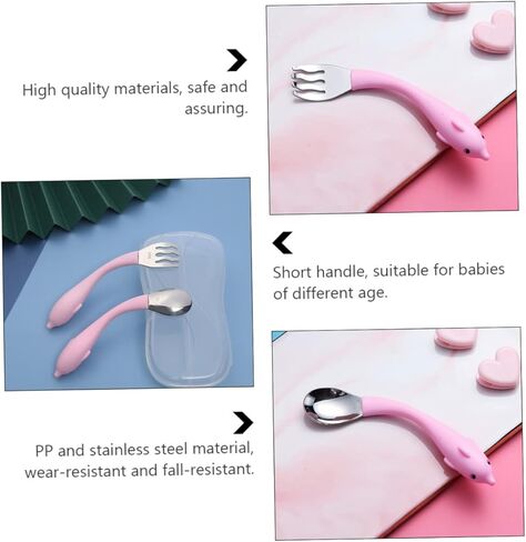 Totority Training Tableware Set Stainless Steel Spoons Forks with Non Slip Cartoon Handles for Easy and Durable Eating Utensils in Kuwait