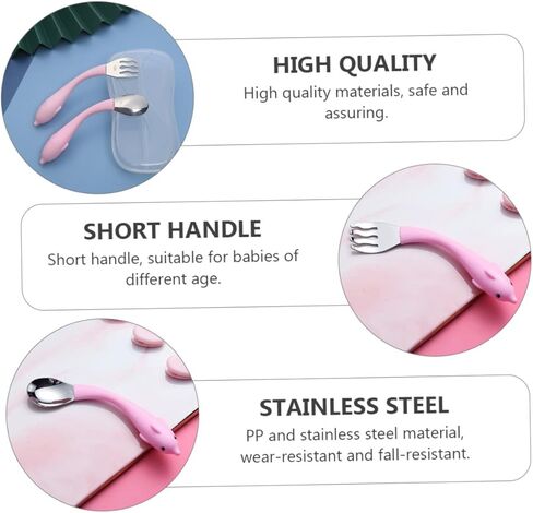 Totority Training Tableware Set Stainless Steel Spoons Forks with Non Slip Cartoon Handles for Easy and Durable Eating Utensils in Kuwait