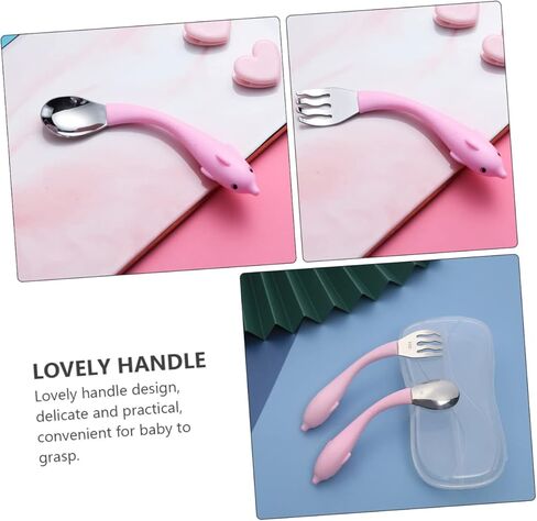 Totority Training Tableware Set Stainless Steel Spoons Forks with Non Slip Cartoon Handles for Easy and Durable Eating Utensils in Kuwait