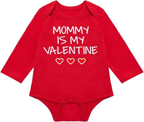 طقم ملابس للأطفال الأولاد والبنات Mommy Is My Valentine بأكمام طويلة على شكل قلب in Saudi Arabia