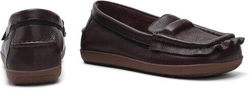 Women's Penny Loafers Wide Toe Box Shoes Leather Comfort Casual Walking Flat Driving Shoes for Work Office Dress Shoes in Saudi Arabia