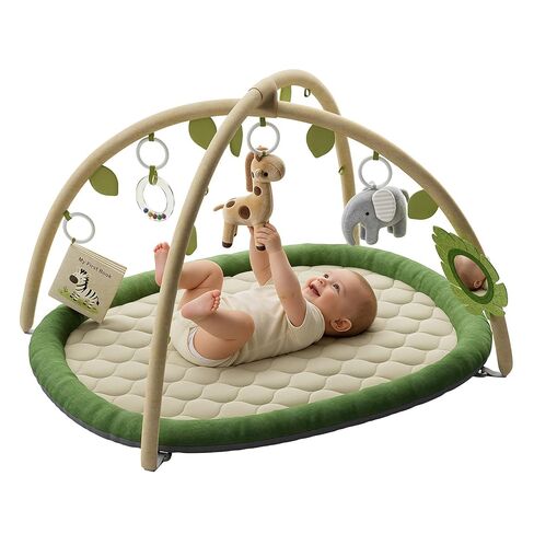Baby Play Mat, Tummy Time Mat with 5 Detachable Toys, Washable Baby Play Gym for Visual, Hearing, Sensory, Motor Development, Activity Mat for Babies 0-18 Months in Saudi Arabia