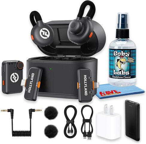ميكروفون لاسلكي Hollyland Lark M2S Duo لـ USB-C، ميكروفونات Lavalier مزدوجة، تسجيل لشخصين، 48 كيلو هرتز، نطاق 1000 قدم، رمادي فضائي (حزمة) in Kuwait