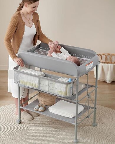 BEKA Diaper Changing Station, Portable Changing Table for Baby, Waterproof, Folding Portable Changing Station, Adjustable Height w/Organizer, Mobile Nursery Diaper Changing Table for Baby, Newborn in Kuwait