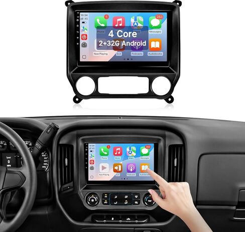 راديو سيارة Leadfan 4+64 لسيارة Chevy Silverado وGMC Sierra 2014-2018 ترقية ستيريو مع Carplay Android Auto، شاشة لمس 10.1 بوصة مع ملاحة GPS بلوتوث SWC MIC كاميرا احتياطية in Kuwait